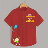 Little Uttarayan Flyer - Adorable Customised Kids Shirt - RED - 0 - 6 Months Old (Chest 23")