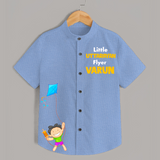 Little Uttarayan Flyer - Adorable Customised Kids Shirt - SKY BLUE - 0 - 6 Months Old (Chest 23")