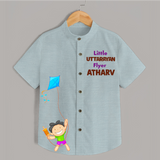 Little Uttarayan Flyer - Adorable Customised Kids Shirt - ARCTIC BLUE - 0 - 6 Months Old (Chest 23")