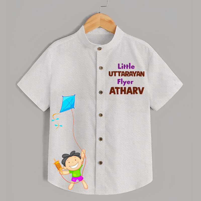 Little Uttarayan Flyer - Adorable Customised Kids Shirt - WHITE - 0 - 6 Months Old (Chest 23")