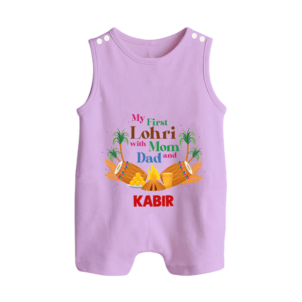 My First Lohri with mom & dad| Customized Romper Suit  - LILAC - 0 - 5 Months Old (Chest 18")