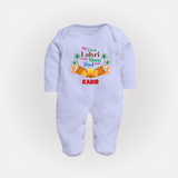 My First Lohri with mom & dad| Customized Fullbody suit  - BABY BLUE - New Born (Chest 7.5")