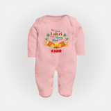 My First Lohri with mom & dad| Customized Fullbody suit  - BABY PINK - New Born (Chest 7.5")