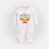 My First Lohri with mom & dad| Customized Fullbody suit  - WHITE - New Born (Chest 7.5")