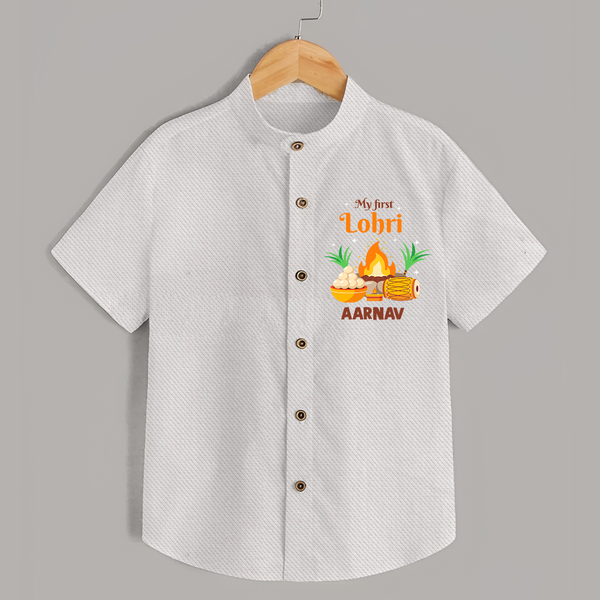 My First Lohri Customized Shirt For Kids With Name - WHITE - 0 - 6 Months Old (Chest 23")