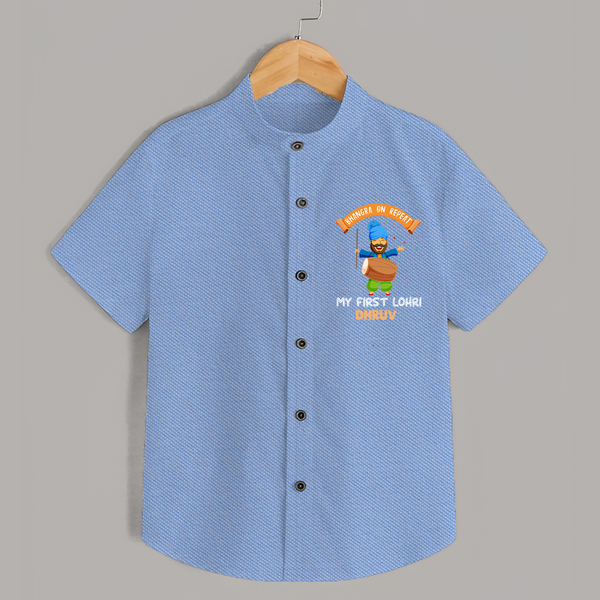 Bhangra On Repeat, My First Lohri Customized Shirt For Kids With Name - SKY BLUE - 0 - 6 Months Old (Chest 23")