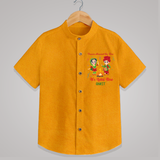 Dance Around The Fire - Lohri Themed Customized Shirt for Kids With Name - CHROME YELLOW - 0 - 6 Months Old (Chest 23")