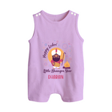 Tiny Celebrations - Lohri Themed Customized Romper Suit for Babies with Name - LILAC - 0 - 5 Months Old (Chest 18")