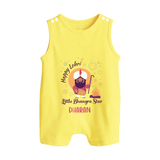 Tiny Celebrations - Lohri Themed Customized Romper Suit for Babies with Name - PASTEL YELLOW - 0 - 5 Months Old (Chest 18")