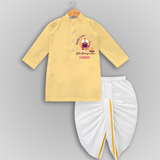 Tiny Celebrations - Lohri Themed Customized Drapped Dhoti for Kids with Name - YELLOW - 0 - 6 Month Old (Chest 24", Kurta Length 14" , Waist 19", Dhoti Length 14")