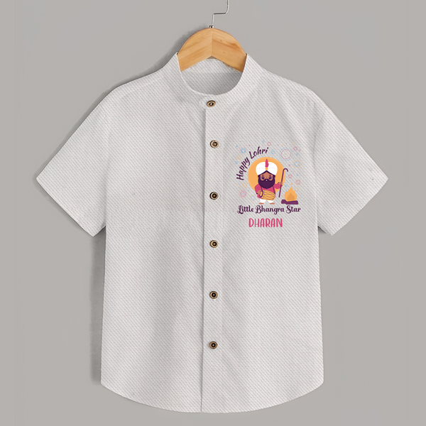 Tiny Celebrations - Lohri Themed Customized Shirt for Kids with Name - WHITE - 0 - 6 Months Old (Chest 23")