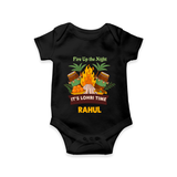 Fire up the night| Personalised Romper  with Name - BLACK - New Born (Chest 14")