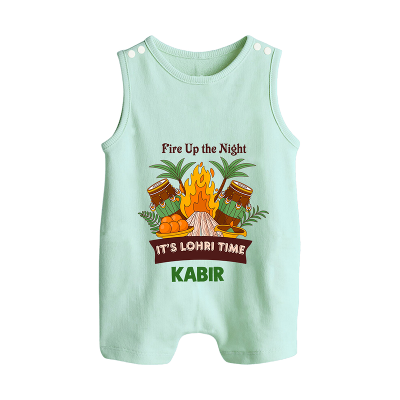 Lohri Bonfire - Customized Romper Suit for Babies with Name - MINT GREEN - 0 - 5 Months Old (Chest 18")