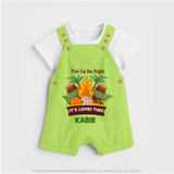 Fire up the night| Personalised Dungaree  with Name - GREEN - 0 - 5 Months Old (Chest 18")