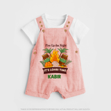 Fire up the night| Personalised Dungaree  with Name - PEACH - 0 - 5 Months Old (Chest 18")