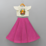 Lohri Bonfire - Customized Crop Top And Skirt for Kids with Name - FUSCHIA - 6 - 9 Months Old (Chest 20" , Frock Waist 20")