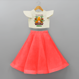 Lohri Bonfire - Customized Crop Top And Skirt for Kids with Name - RED - 6 - 9 Months Old (Chest 20" , Frock Waist 20")