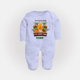 Fire up the night| Personalised Fullbody suit  with Name - BABY BLUE - New Born (Chest 7.5")