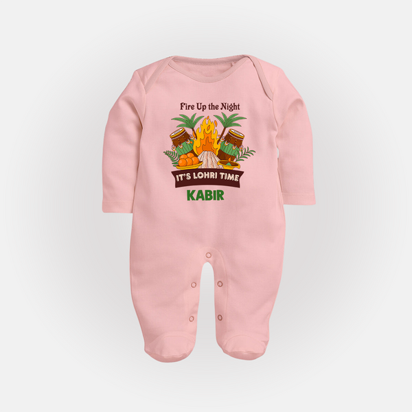 Fire up the night| Personalised Fullbody suit  with Name - BABY PINK - New Born (Chest 7.5")