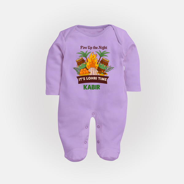 Fire up the night| Personalised Fullbody suit  with Name - LILAC - New Born (Chest 7.5")