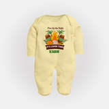 Fire up the night| Personalised Fullbody suit  with Name - PASTEL YELLOW - New Born (Chest 7.5")