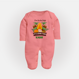 Fire up the night| Personalised Fullbody suit  with Name - PEACH - New Born (Chest 7.5")