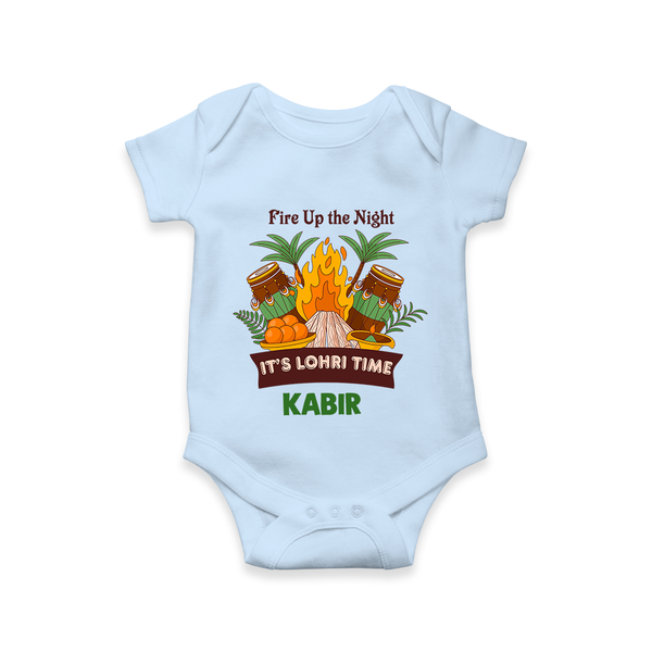 Fire up the night| Personalised Romper  with Name - BABY BLUE - New Born (Chest 14")