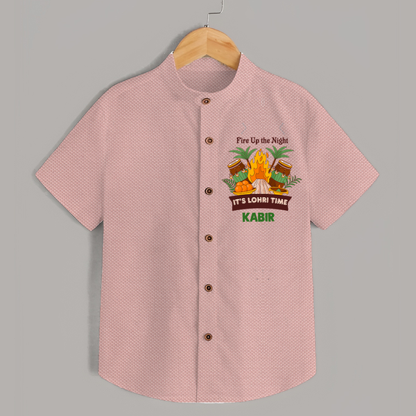 Fire up the night| Personalised Shirt  with Name - PEACH - 0 - 6 Months Old (Chest 23")