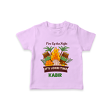 Lohri Bonfire - Customized T-Shirt for Kids with Name - LILAC - 0-5 Months Old (Chest 17")