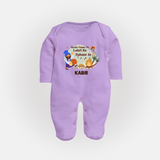 Lohri Delight - Customized Sleep Suit for Babies with Name - LILAC - New Born (Chest 7.5")