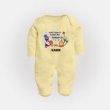 Lohri Delight - Customized Sleep Suit for Babies with Name - PASTEL YELLOW - New Born (Chest 7.5")