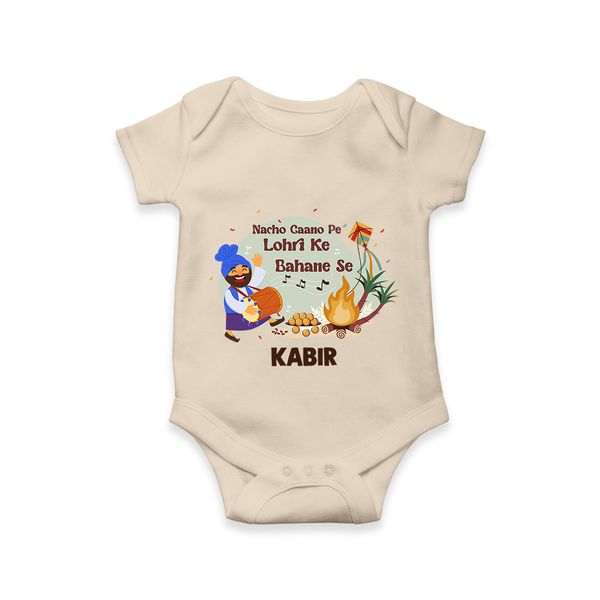 Lohri Delight - Customized Romper for Babies with Name - IVORY - 0 - 3 Months Old (Chest 16")