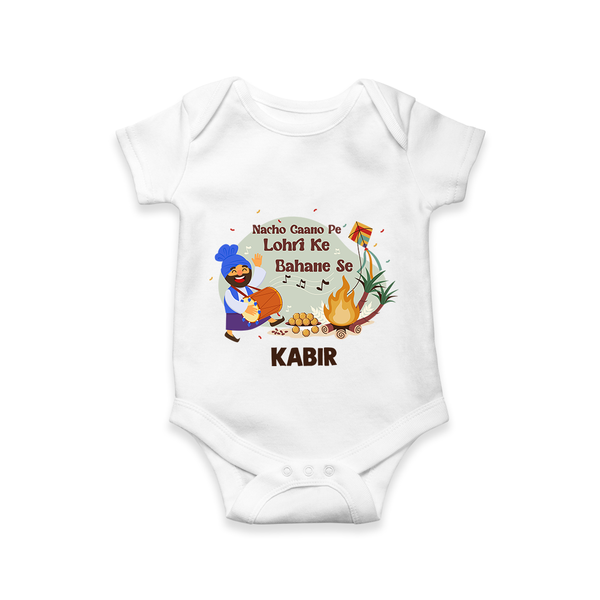 Lohri Delight - Customized Romper for Babies with Name - WHITE - 0 - 3 Months Old (Chest 16")