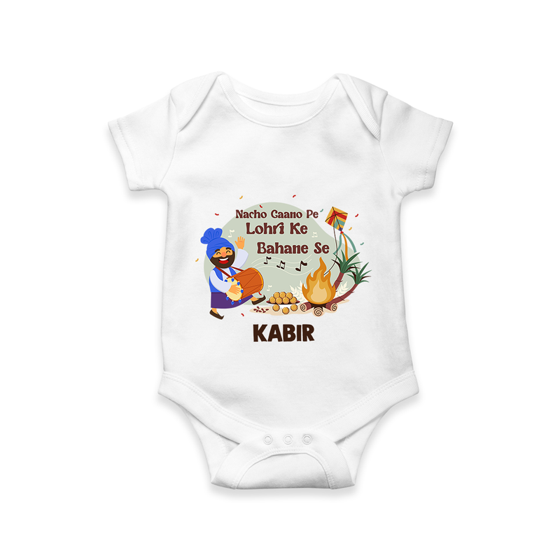 Lohri Delight - Customized Romper for Babies with Name - WHITE - 0 - 3 Months Old (Chest 16")