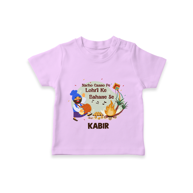 Lohri Delight - Customized T-Shirt for Kids with Name - LILAC - 0-5 Months Old (Chest 17")