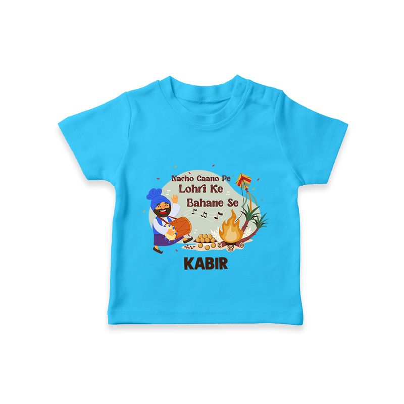 Lohri Delight - Customized T-Shirt for Kids with Name - SKY BLUE - 0-5 Months Old (Chest 17")