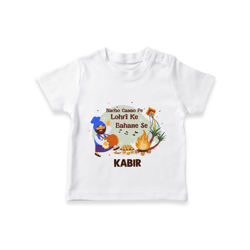 Lohri Delight - Customized T-Shirt for Kids with Name - WHITE - 0-5 Months Old (Chest 17")