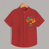 Happy Lohri - Festive Bonfire Customized Shirt for Kids with Name - RED - 0 - 6 Months Old (Chest 23")