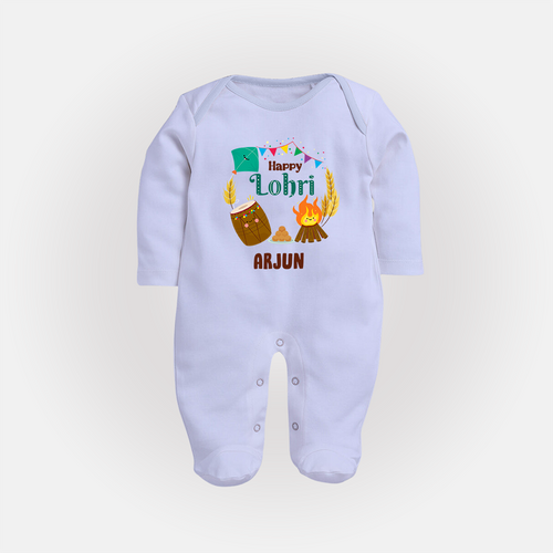 Happy Lohri - Festive Bonfire Customized Sleep Suit for Babies with Name