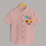 Happy Lohri - Festive Bonfire Customized Shirt for Kids with Name - PEACH - 0 - 6 Months Old (Chest 23")