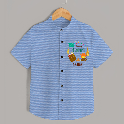 Happy Lohri - Festive Bonfire Customized Shirt for Kids with Name