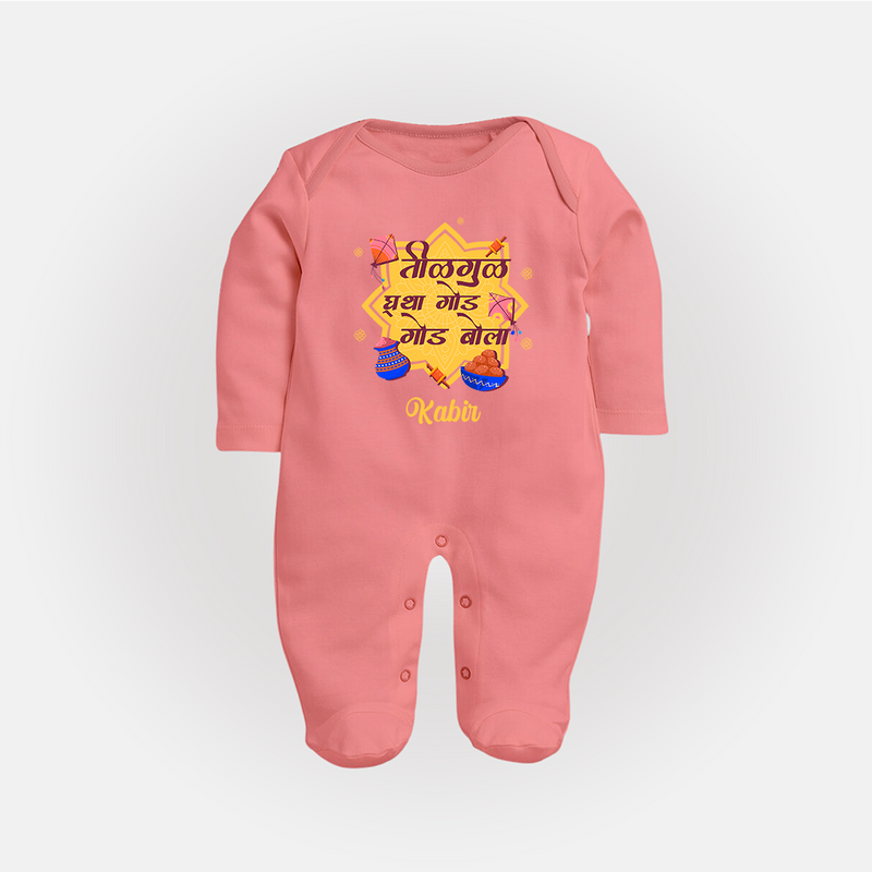 Festival in the Air - Sankranti Celebration Sleep Suit for kids - PEACH - New Born (Chest 7.5")