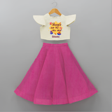 Festival in the Air - Sankranti Celebration Crop Top And Skirt for kids - FUSCHIA - 6 - 9 Months Old (Chest 20" , Frock Waist 20")