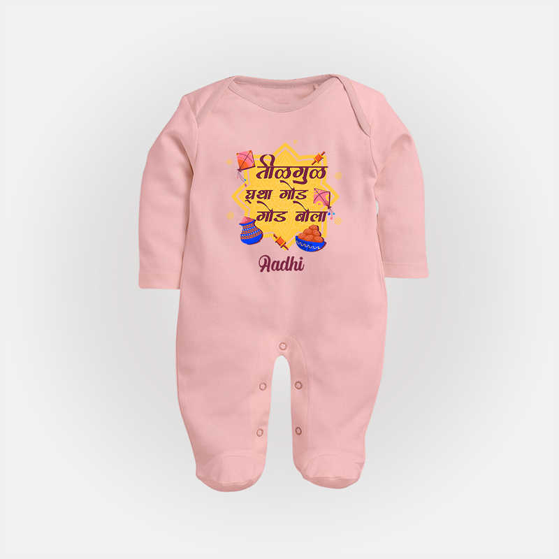 Festival in the Air - Sankranti Celebration Sleep Suit for kids - BABY PINK - New Born (Chest 7.5")