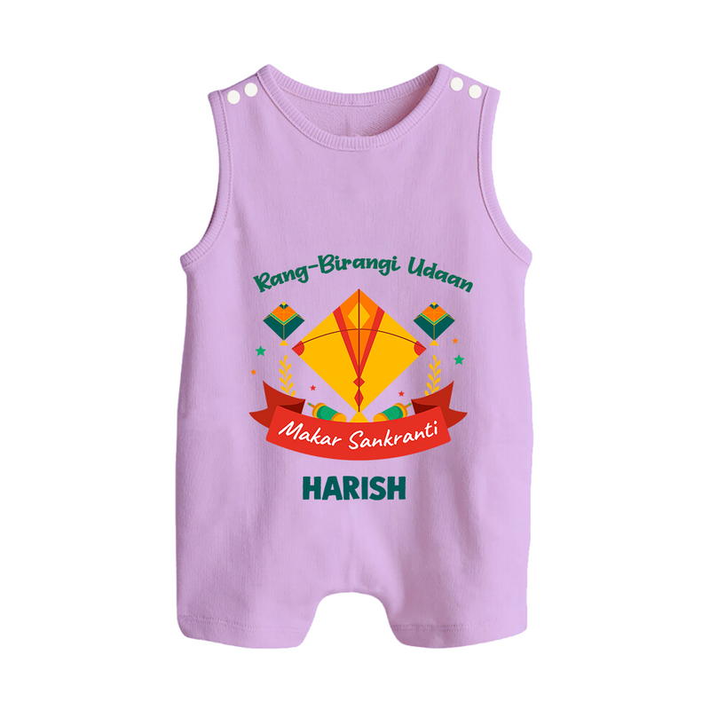 Rang-Birangi Udaan Makar Sankranti - Customized Romper Suit For kids With Name - LILAC - 0 - 5 Months Old (Chest 18")