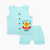 Rang-Birangi Udaan Makar Sankranti - Customized Jabla Set For Babies With Name - BABY BLUE - 0 - 3 Months Old (Chest 9.8")