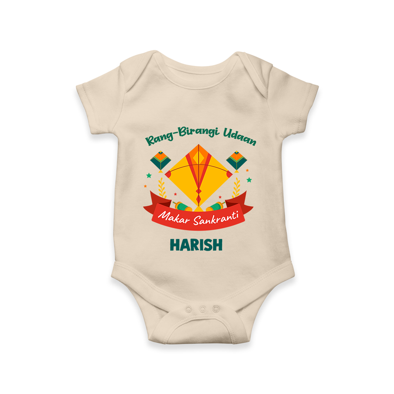 Rang-Birangi Udaan Makar Sankranti - Customized Romper For Babies With Name - IVORY - 0 - 3 Months Old (Chest 16")