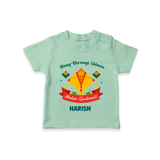 Rang-Birangi Udaan Makar Sankranti - Customized T-Shirt For kids With Name - MINT GREEN - 0-5 Months Old (Chest 17")