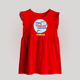 Happy Sankranti - BabyÕs First Kite Baby Frock for Babies with Name - RED - 0 - 3 Months Old (Chest 17")