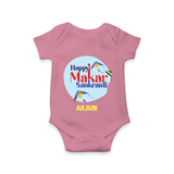 Happy Sankranti - BabyÕs First Kite Romper for Babies with Name - ONION - 0 - 3 Months Old (Chest 16")